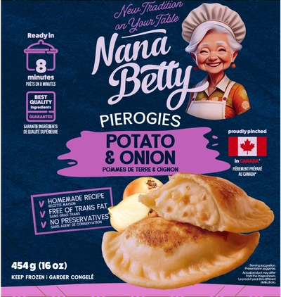 Potato & Onion Nana Betty pierogies packaging